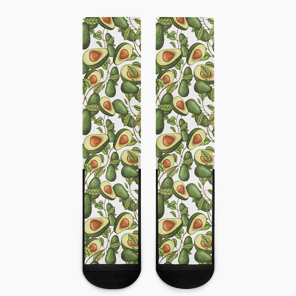 Avocado Cut In Half Drawing Print Crew Socks