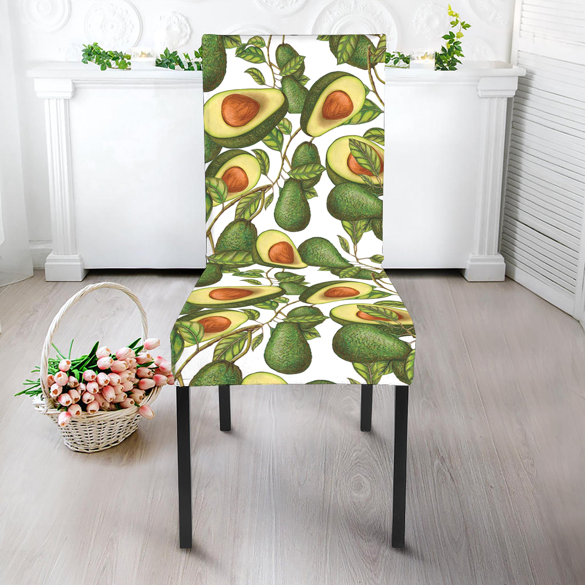 Avocado Cut In Half Drawing Print Dining Chair Slipcover