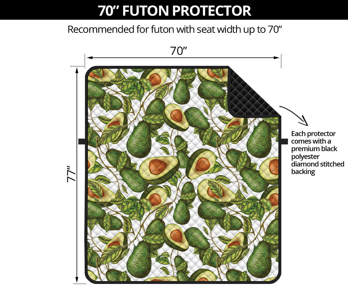 Avocado Cut In Half Drawing Print Futon Protector