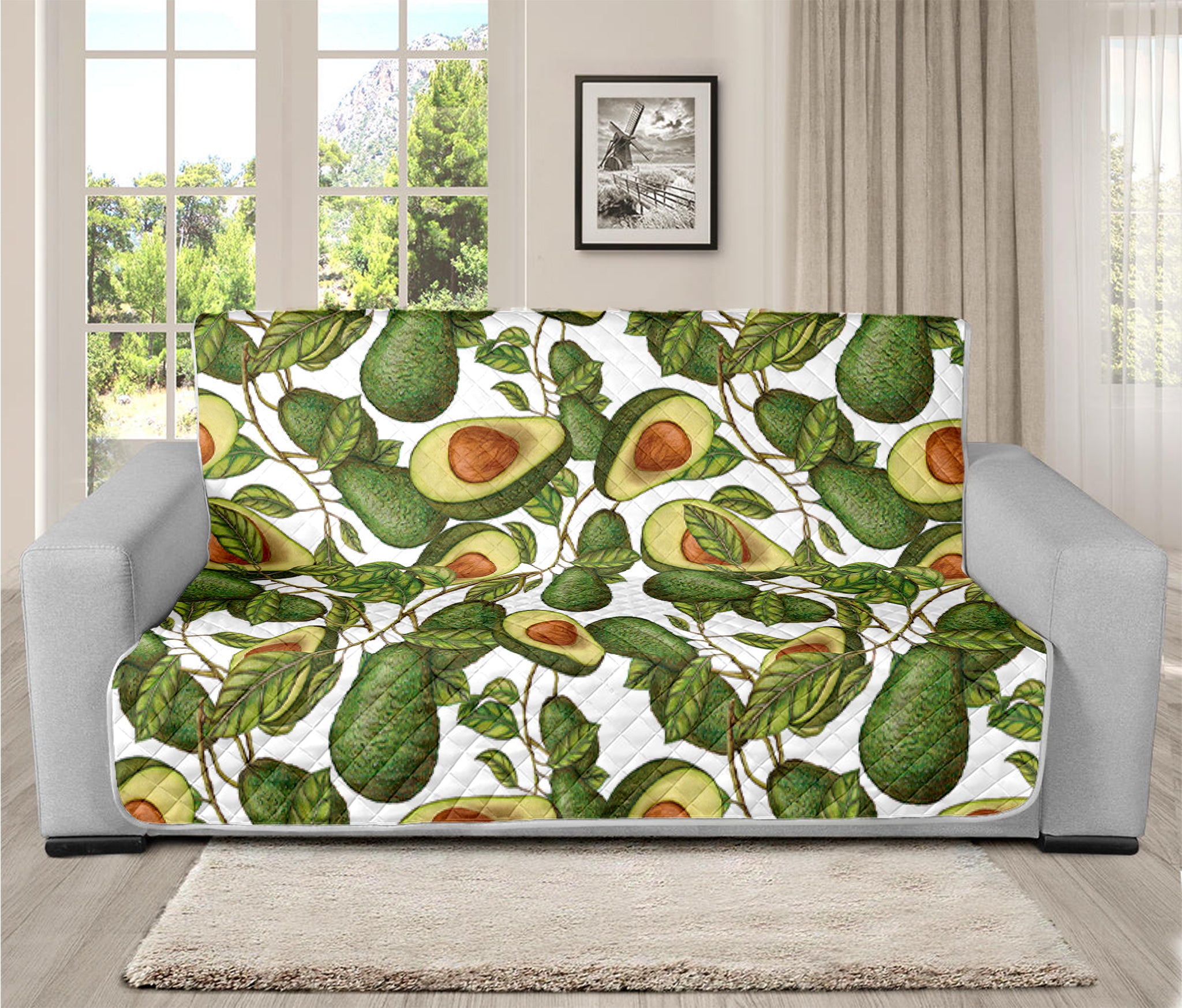 Avocado Cut In Half Drawing Print Futon Protector