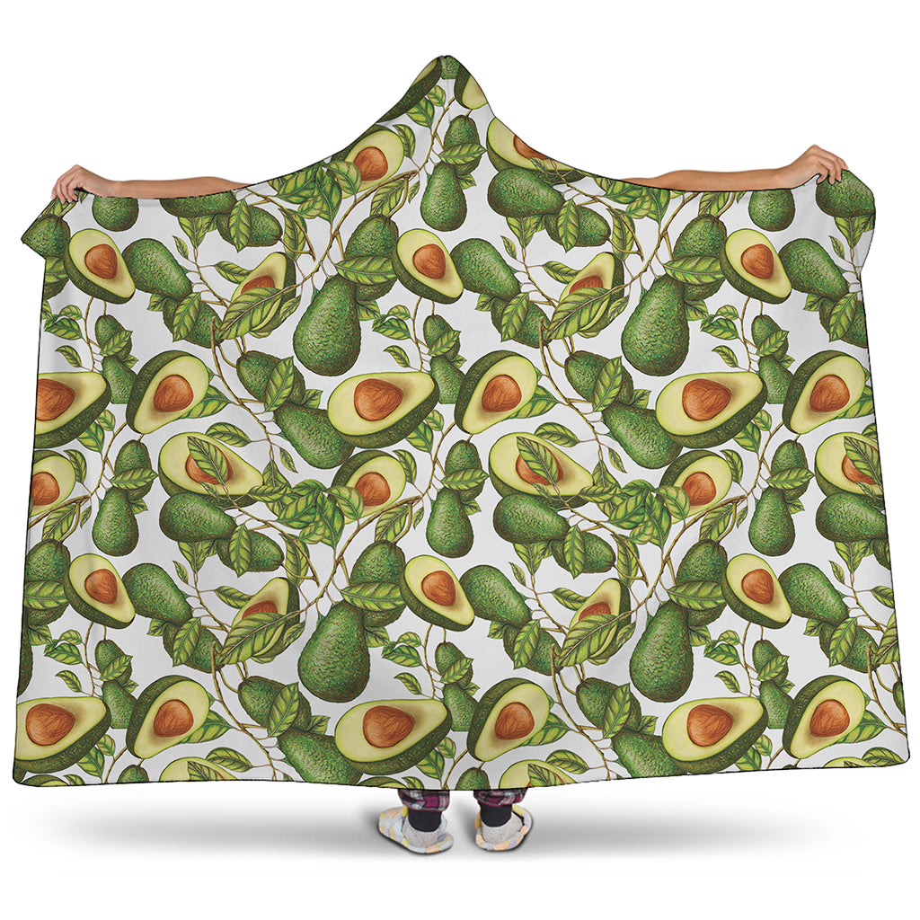 Avocado Cut In Half Drawing Print Hooded Blanket