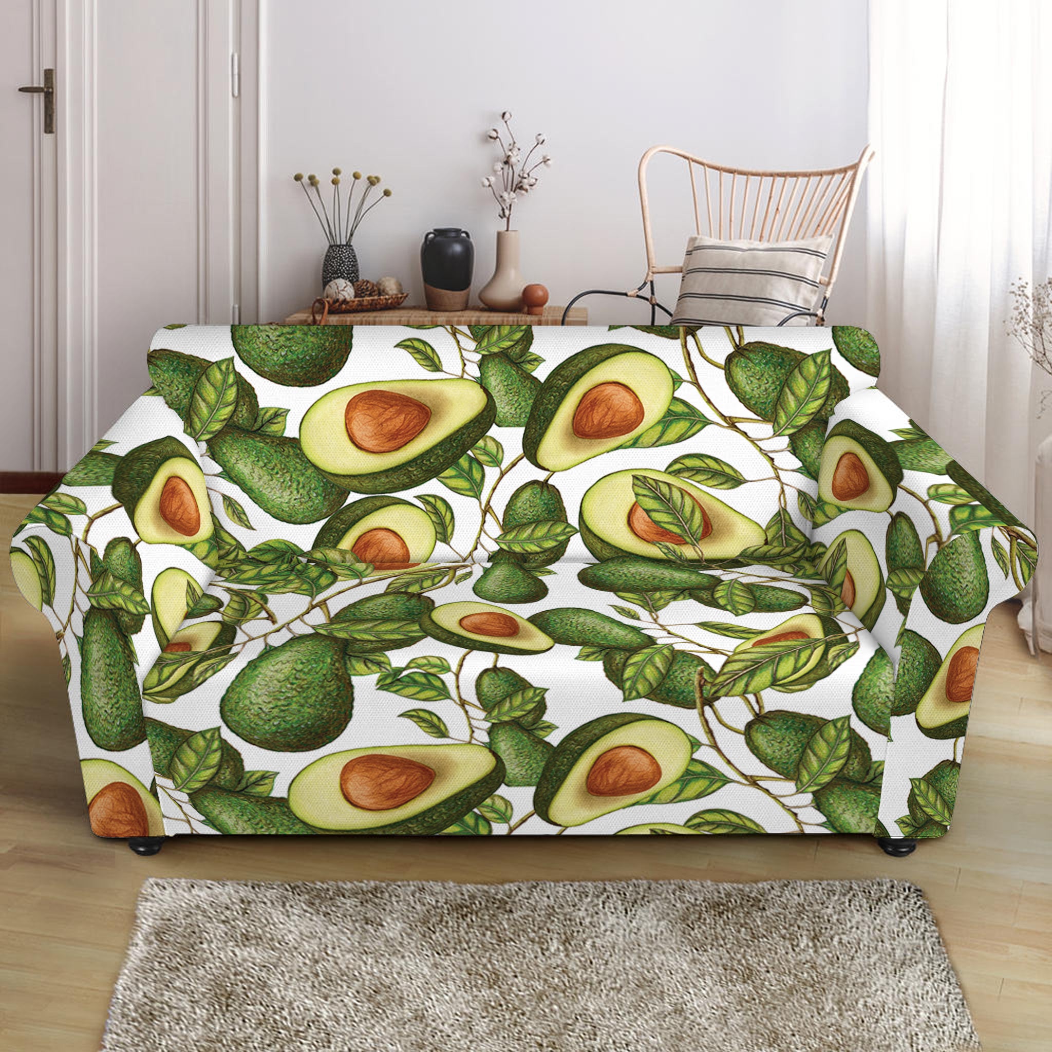 Avocado Cut In Half Drawing Print Loveseat Slipcover