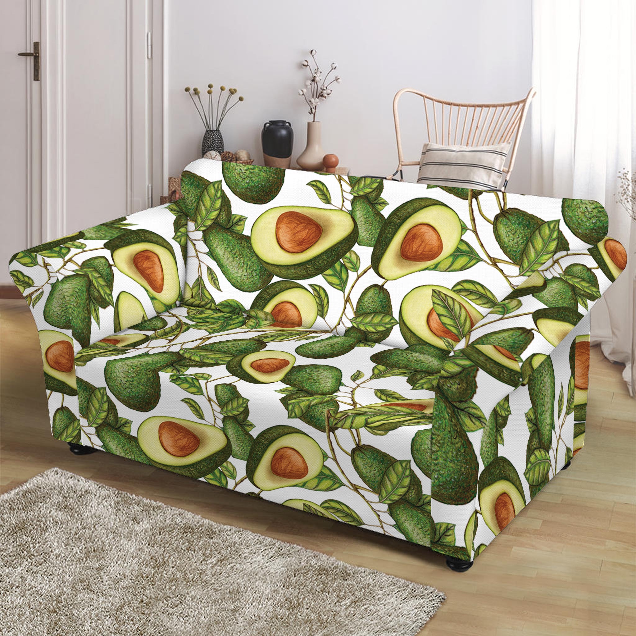 Avocado Cut In Half Drawing Print Loveseat Slipcover