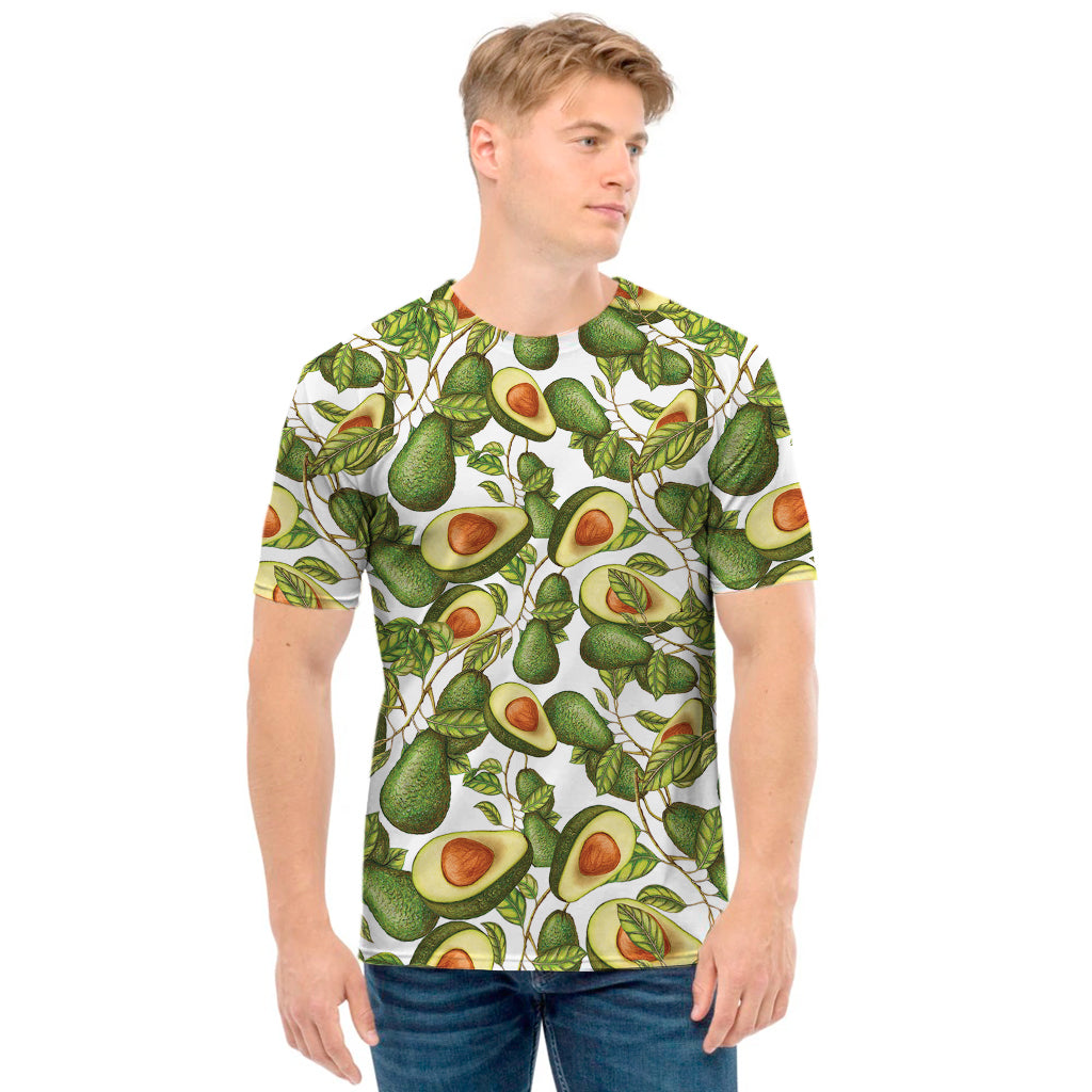 Avocado Cut In Half Drawing Print Men's T-Shirt