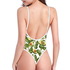 Avocado Cut In Half Drawing Print One Piece High Cut Swimsuit