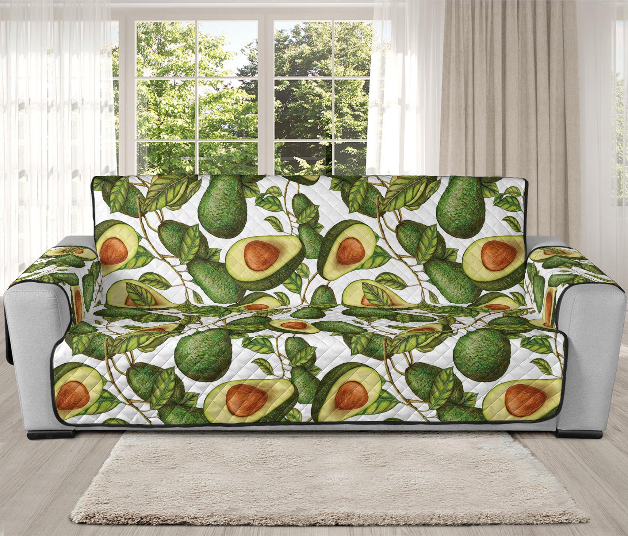 Avocado Cut In Half Drawing Print Oversized Sofa Protector