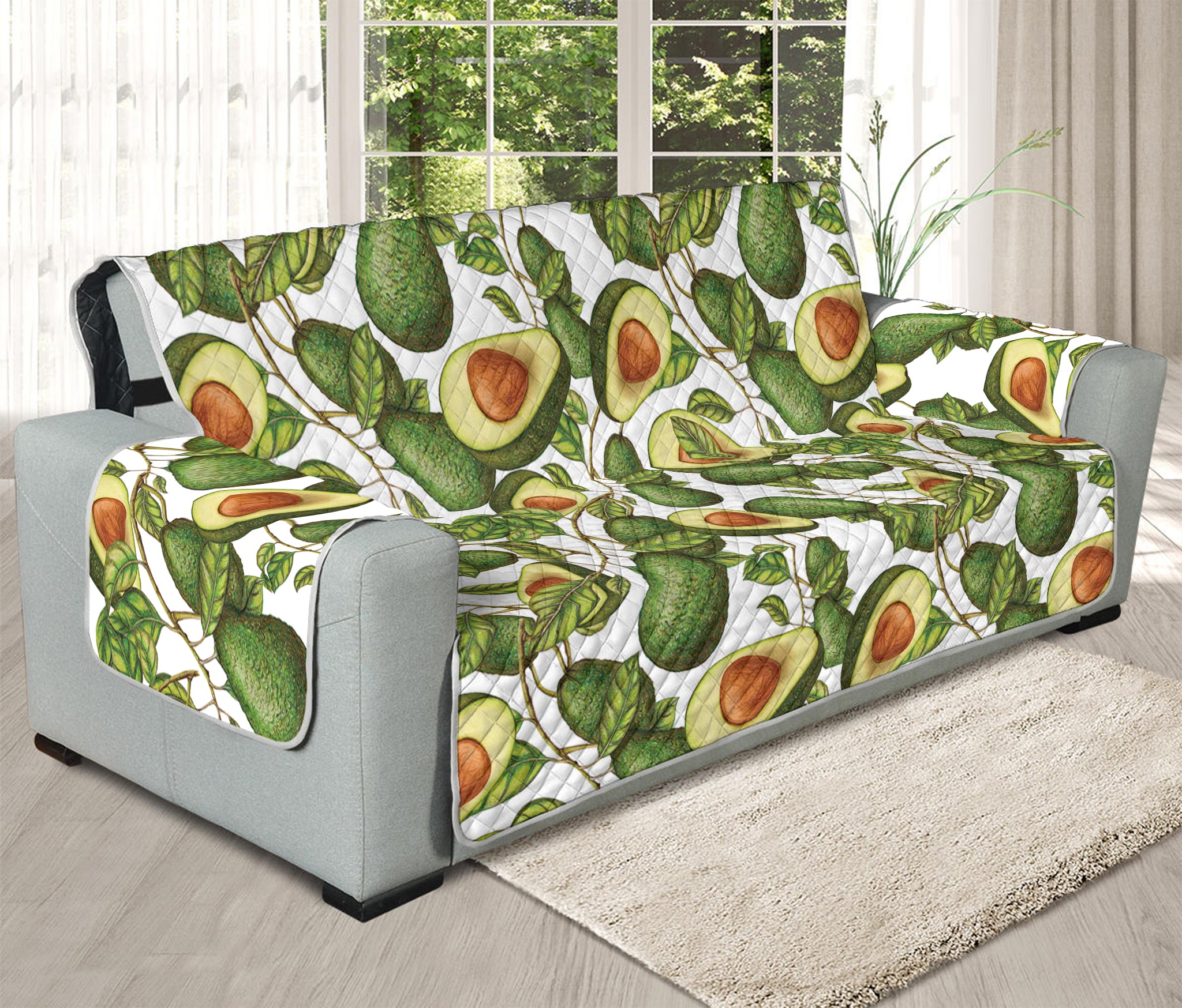 Avocado Cut In Half Drawing Print Oversized Sofa Protector