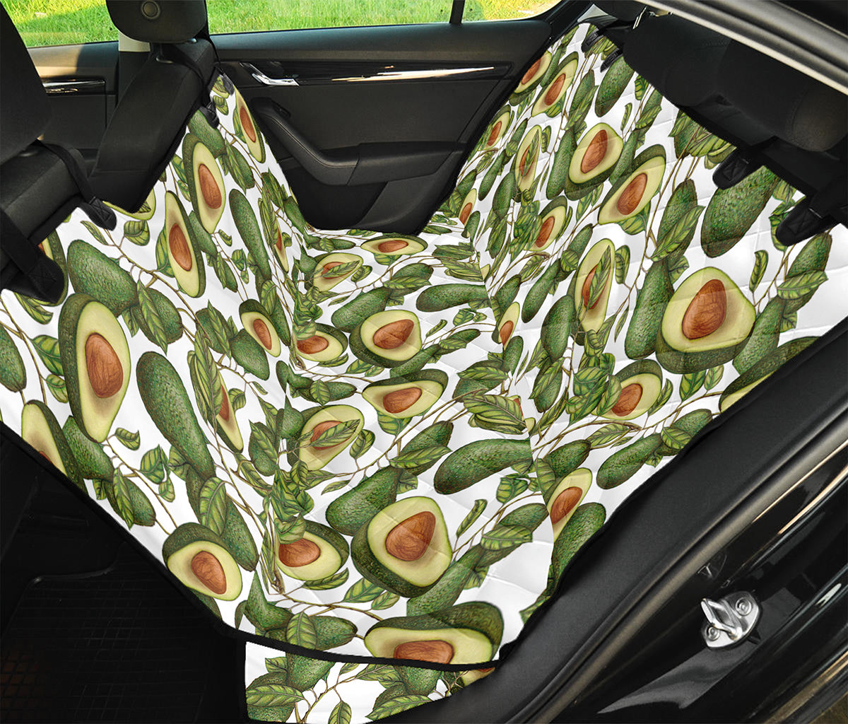 Avocado Cut In Half Drawing Print Pet Car Back Seat Cover