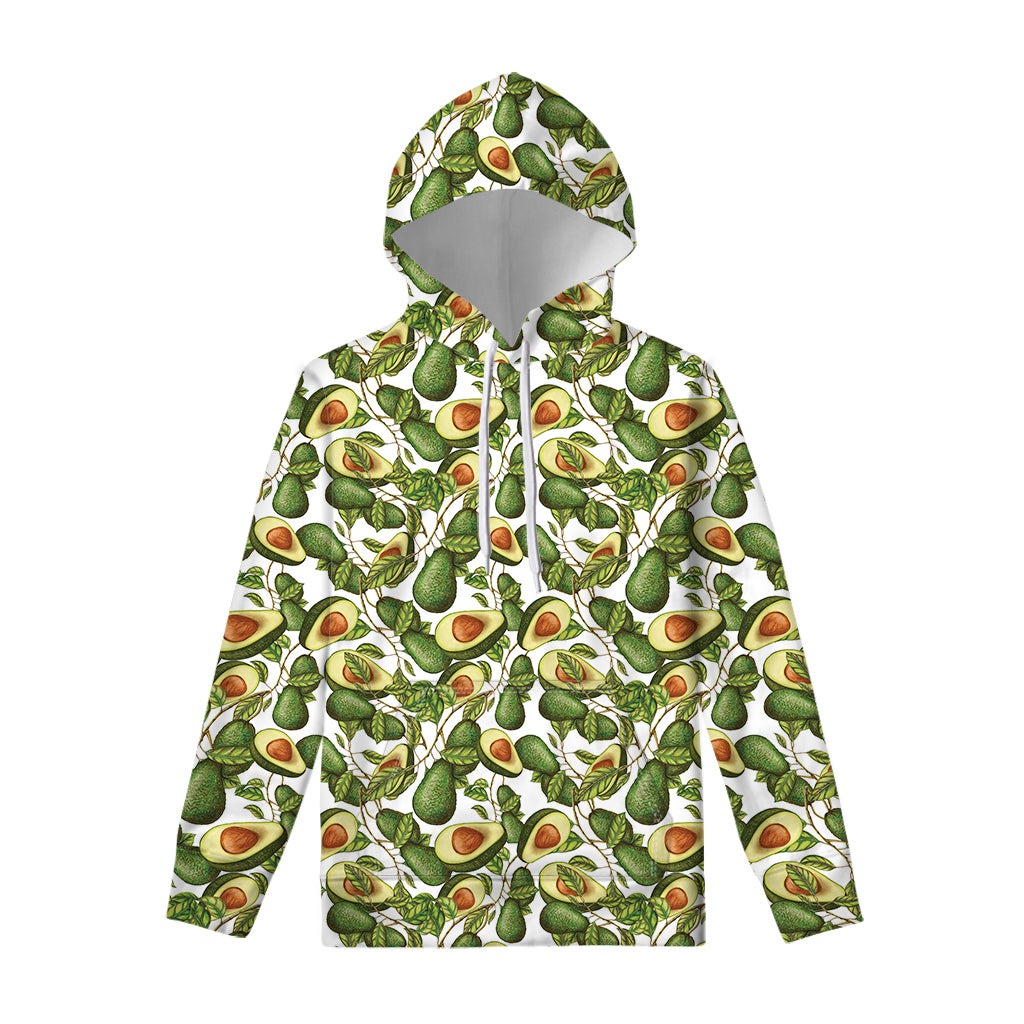 Avocado Cut In Half Drawing Print Pullover Hoodie