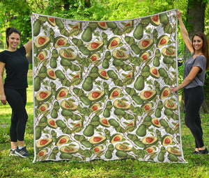 Avocado Cut In Half Drawing Print Quilt