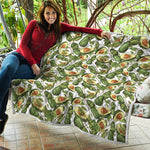 Avocado Cut In Half Drawing Print Quilt