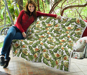 Avocado Cut In Half Drawing Print Quilt