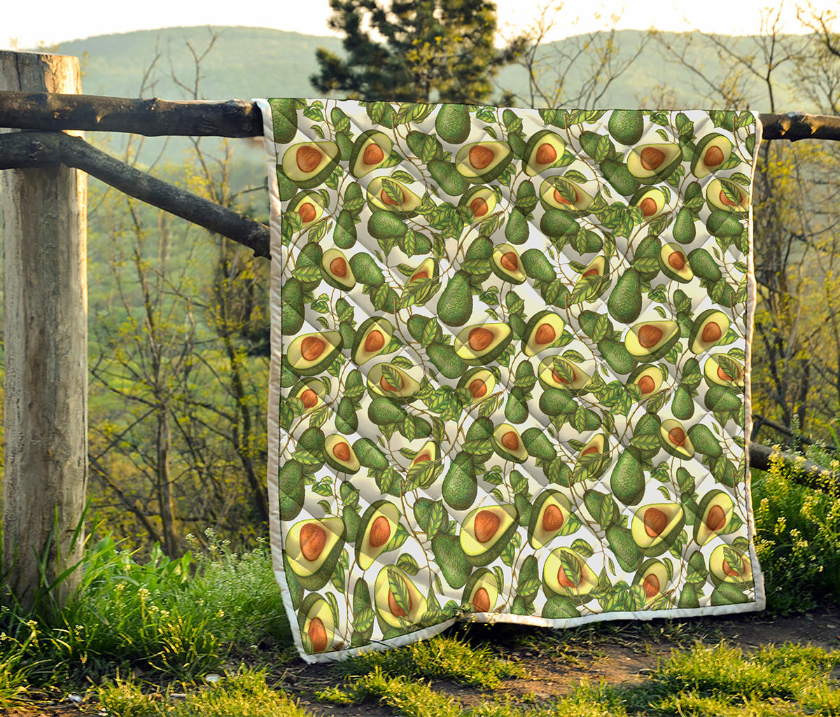 Avocado Cut In Half Drawing Print Quilt