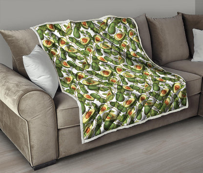 Avocado Cut In Half Drawing Print Quilt