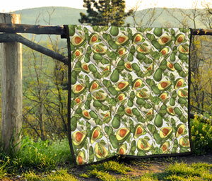 Avocado Cut In Half Drawing Print Quilt