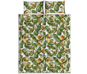 Avocado Cut In Half Drawing Print Quilt Bed Set