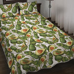 Avocado Cut In Half Drawing Print Quilt Bed Set