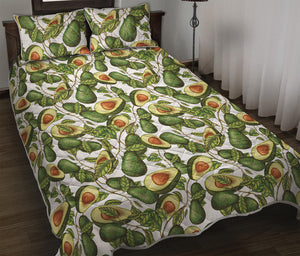 Avocado Cut In Half Drawing Print Quilt Bed Set