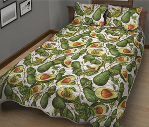 Avocado Cut In Half Drawing Print Quilt Bed Set