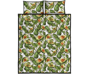 Avocado Cut In Half Drawing Print Quilt Bed Set