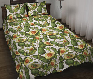 Avocado Cut In Half Drawing Print Quilt Bed Set