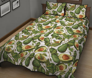 Avocado Cut In Half Drawing Print Quilt Bed Set