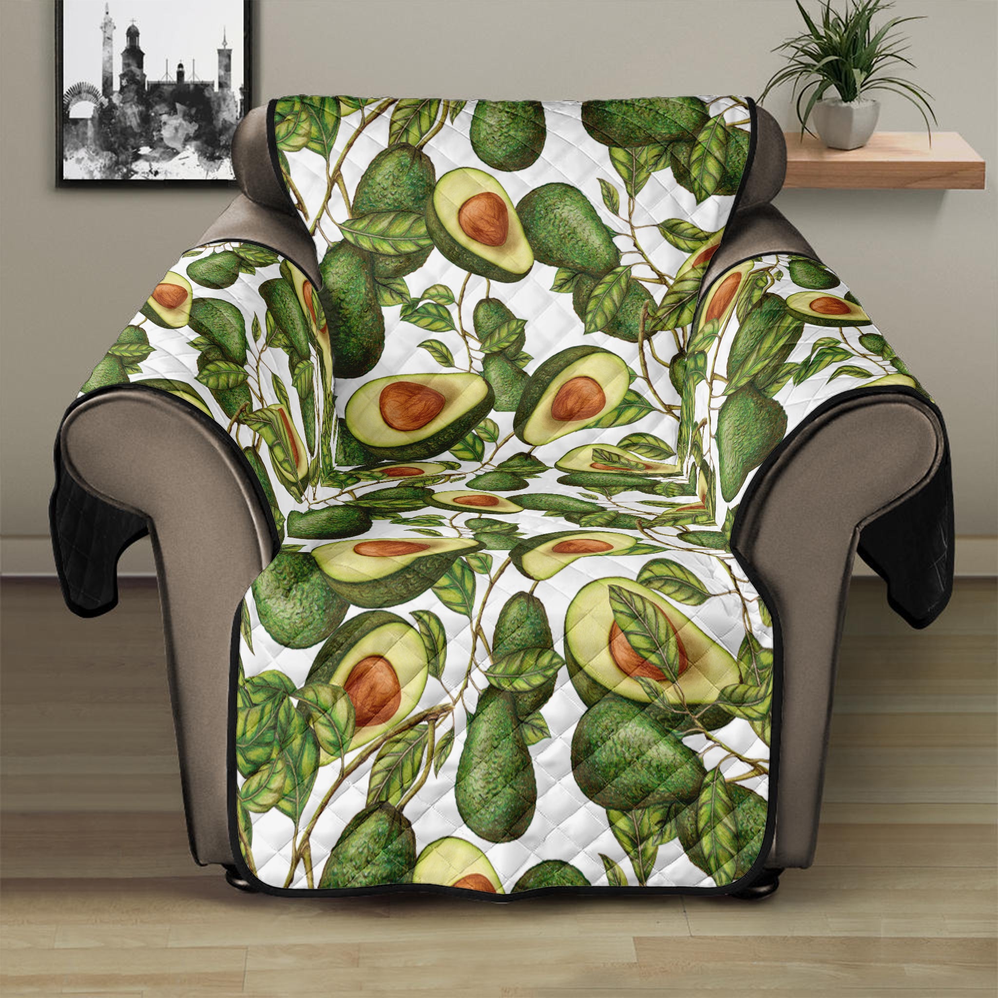 Avocado Cut In Half Drawing Print Recliner Protector