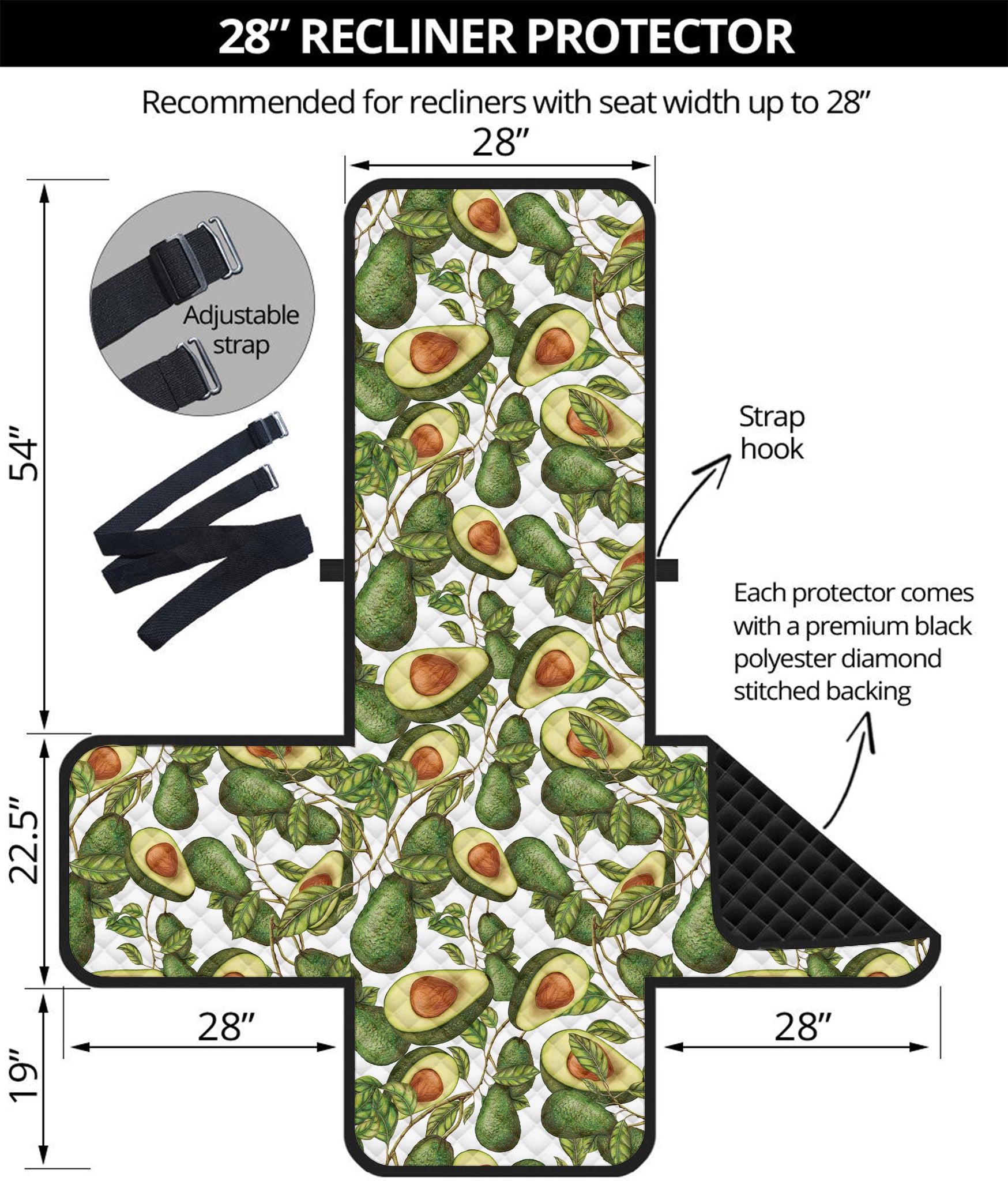 Avocado Cut In Half Drawing Print Recliner Protector