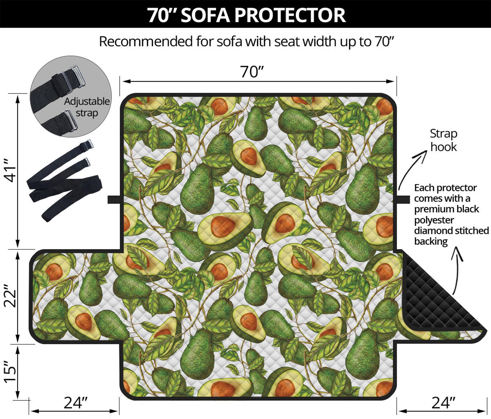 Avocado Cut In Half Drawing Print Sofa Protector