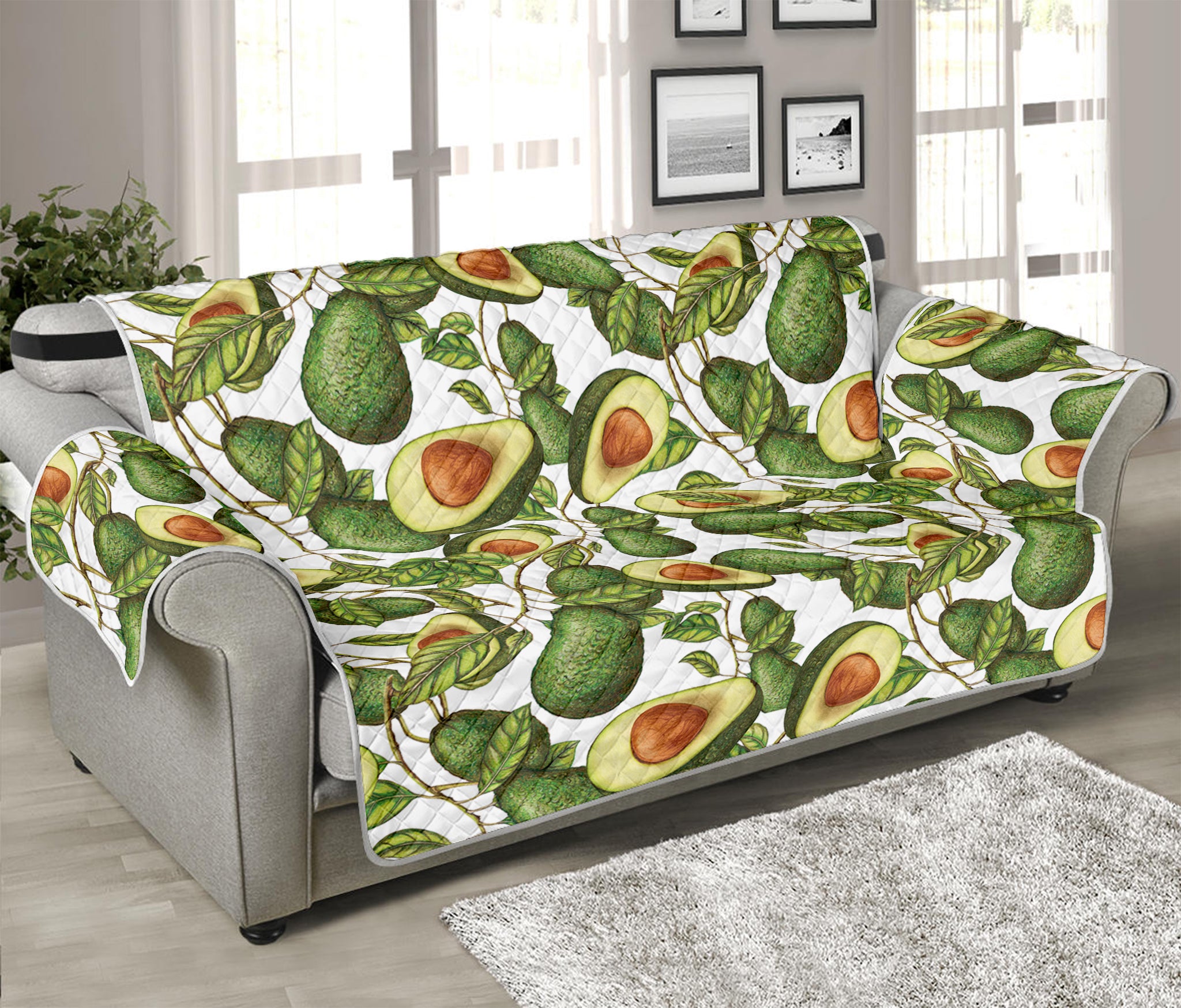 Avocado Cut In Half Drawing Print Sofa Protector