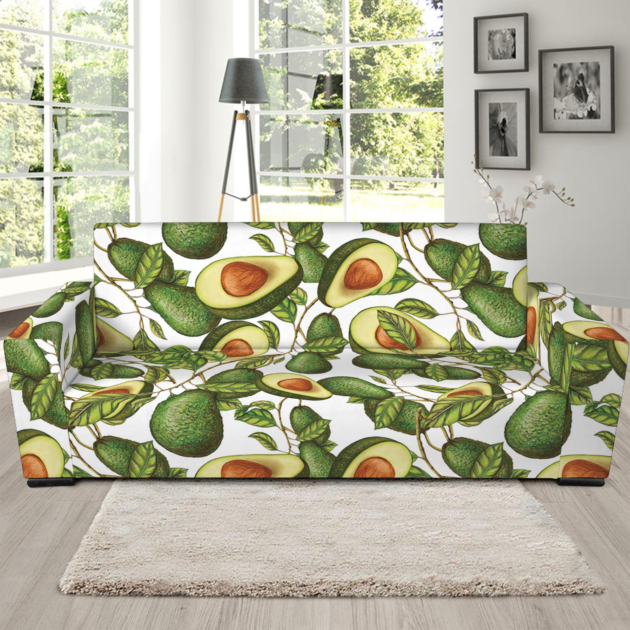 Avocado Cut In Half Drawing Print Sofa Slipcover