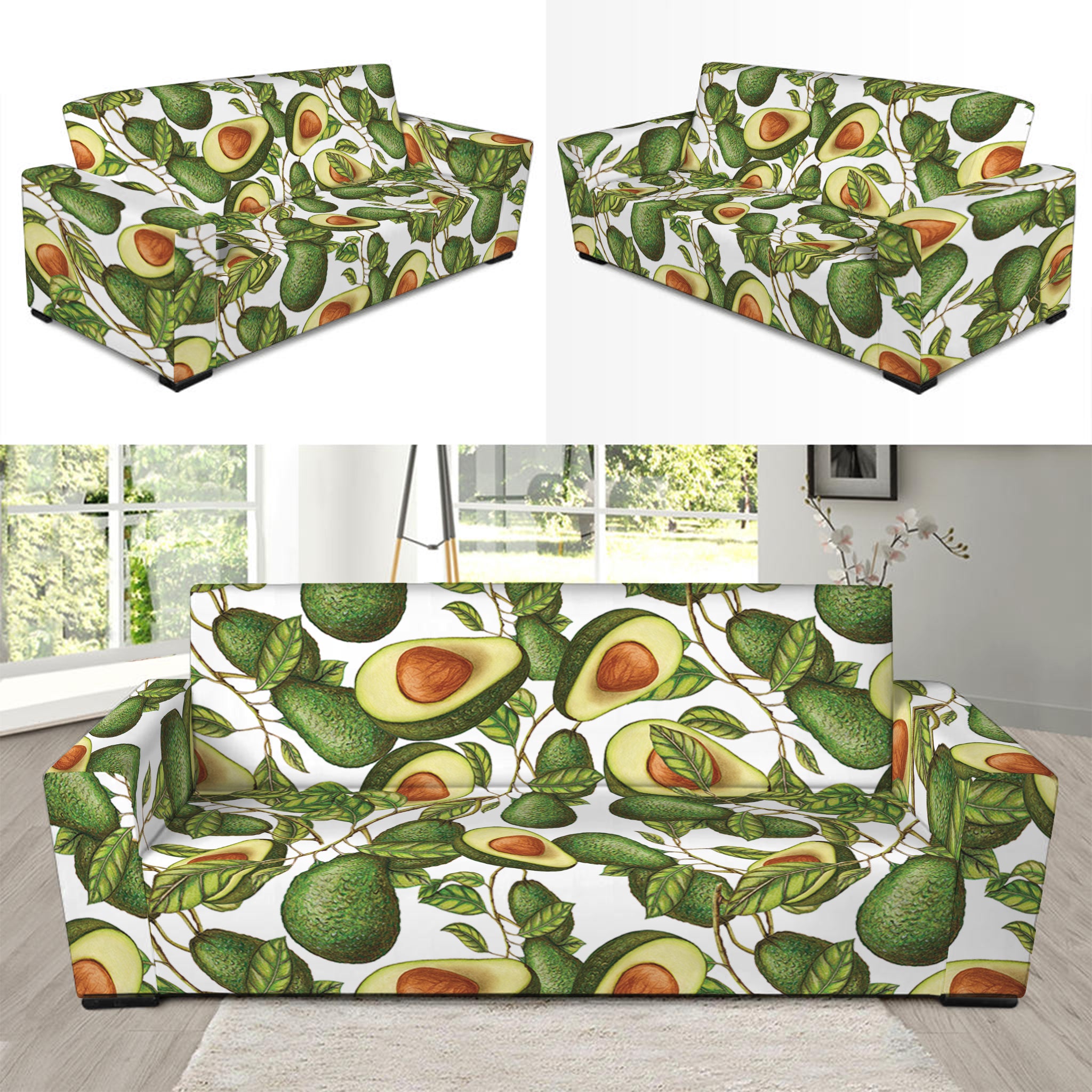 Avocado Cut In Half Drawing Print Sofa Slipcover