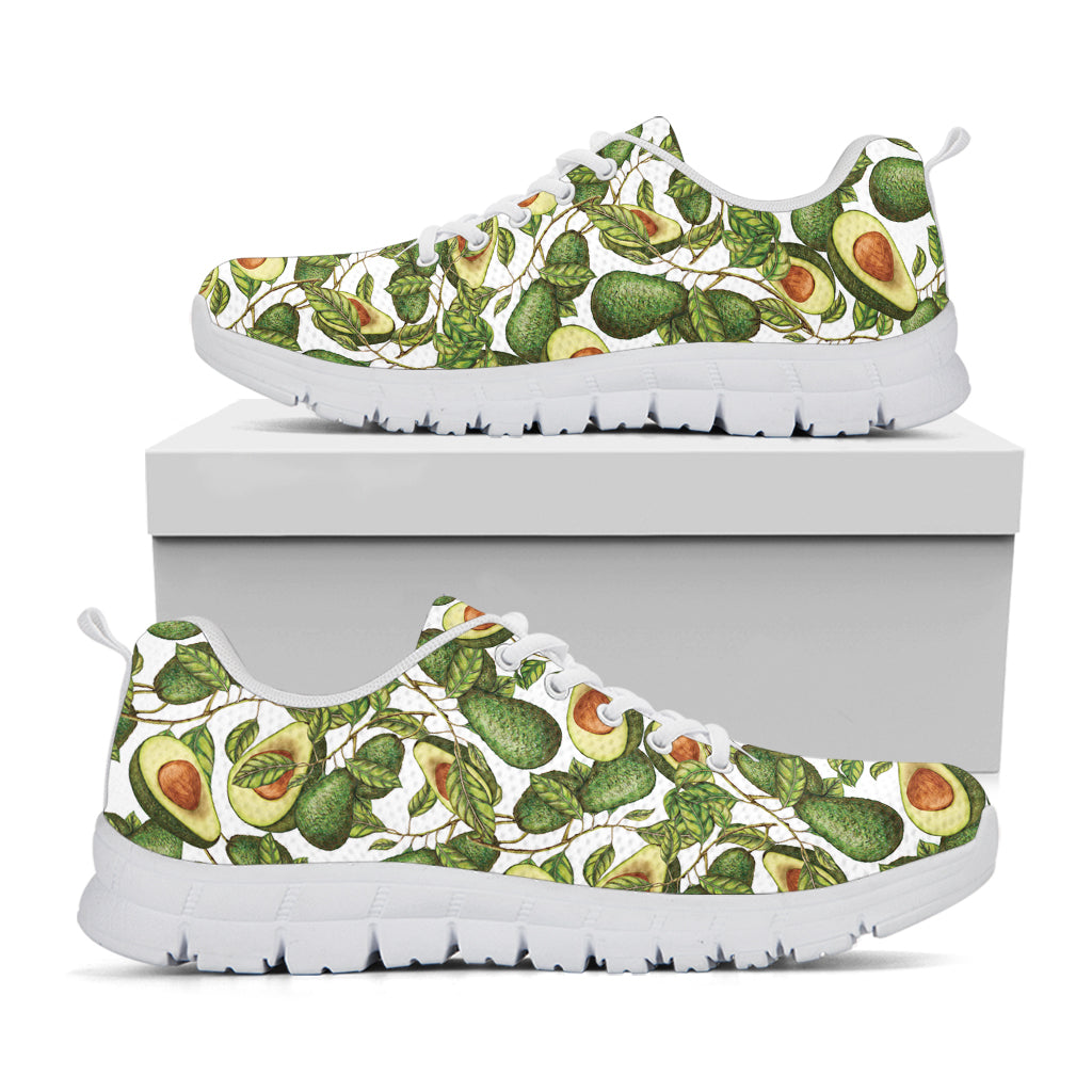 Avocado Cut In Half Drawing Print White Sneakers