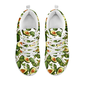 Avocado Cut In Half Drawing Print White Sneakers