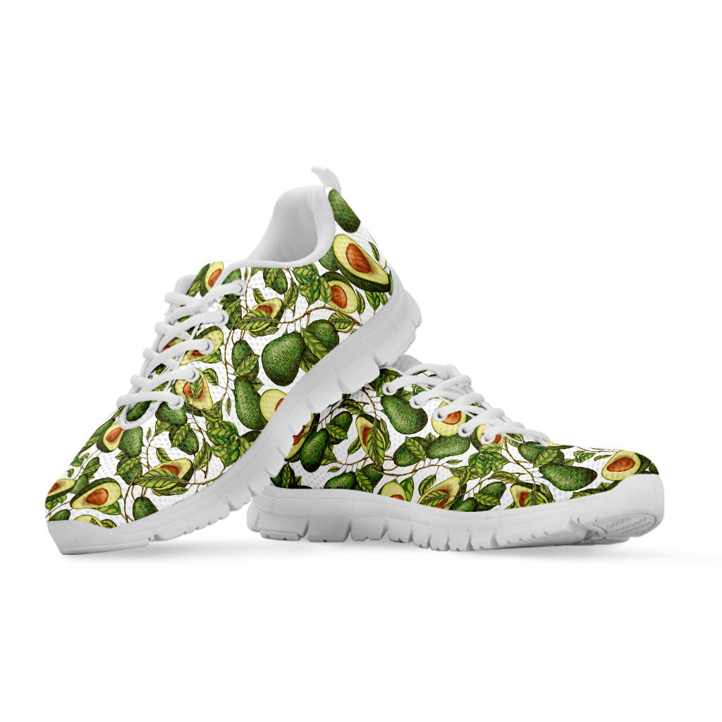 Avocado Cut In Half Drawing Print White Sneakers