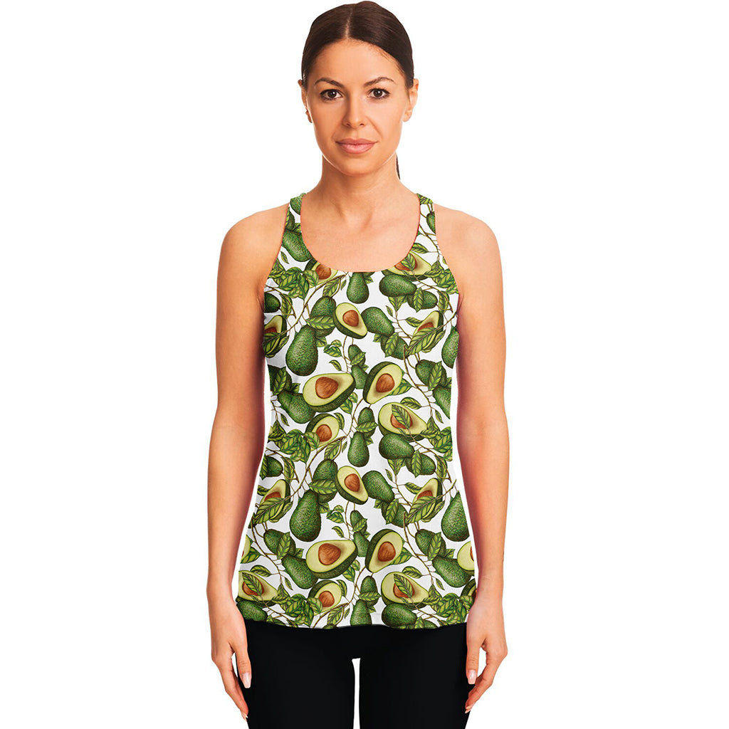 Avocado Cut In Half Drawing Print Women's Racerback Tank Top