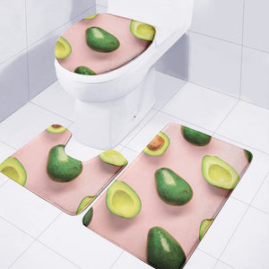 Avocado Cut In Half Pattern Print 3 Piece Bath Mat Set