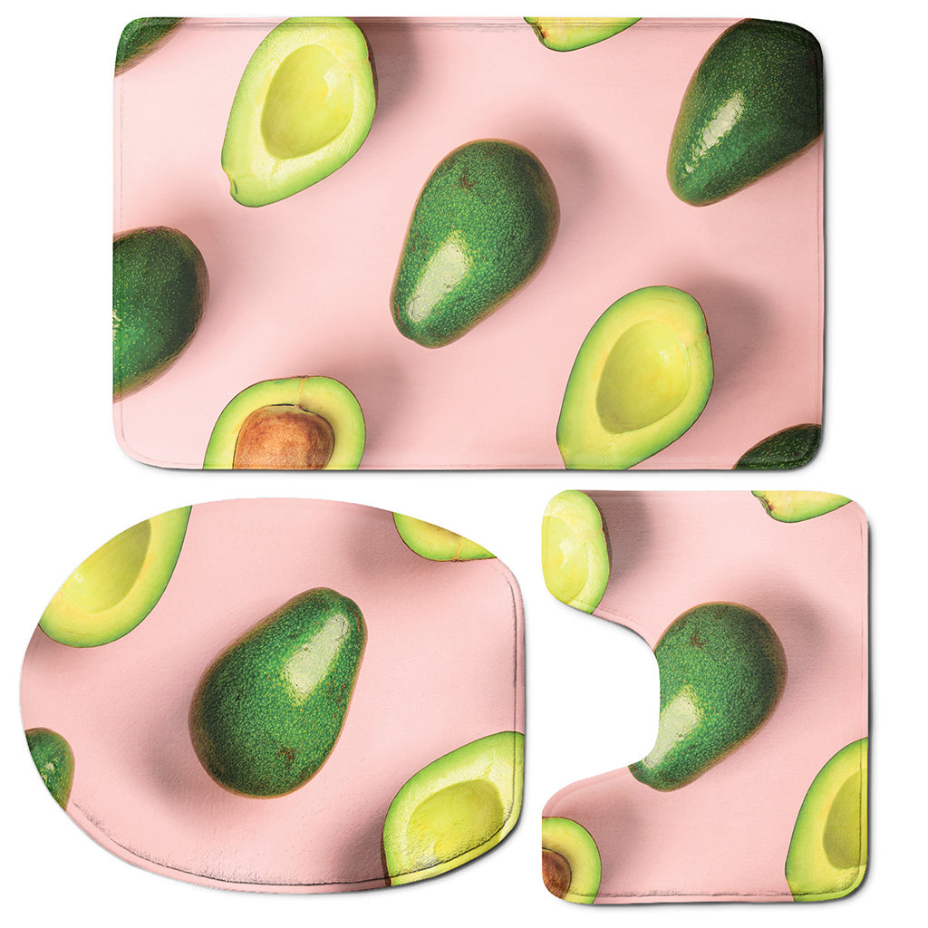 Avocado Cut In Half Pattern Print 3 Piece Bath Mat Set