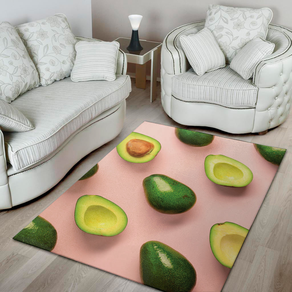 Avocado Cut In Half Pattern Print Area Rug