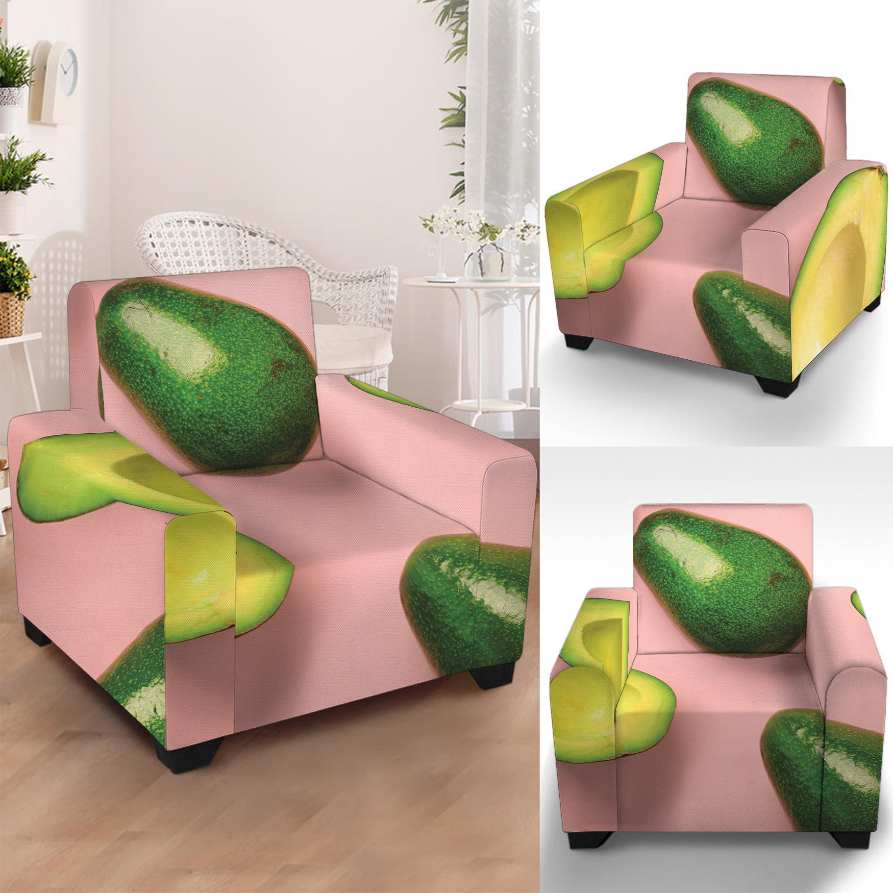 Avocado Cut In Half Pattern Print Armchair Slipcover