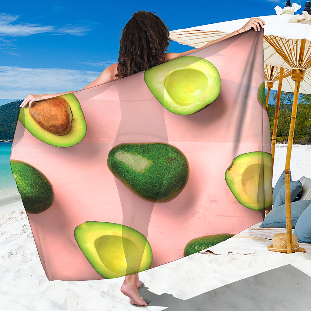 Avocado Cut In Half Pattern Print Beach Sarong Wrap