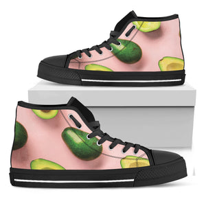 Avocado Cut In Half Pattern Print Black High Top Shoes