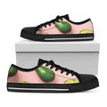 Avocado Cut In Half Pattern Print Black Low Top Sneakers