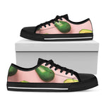 Avocado Cut In Half Pattern Print Black Low Top Shoes