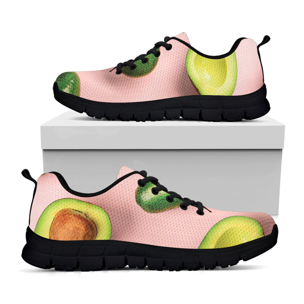 Avocado Cut In Half Pattern Print Black Sneakers