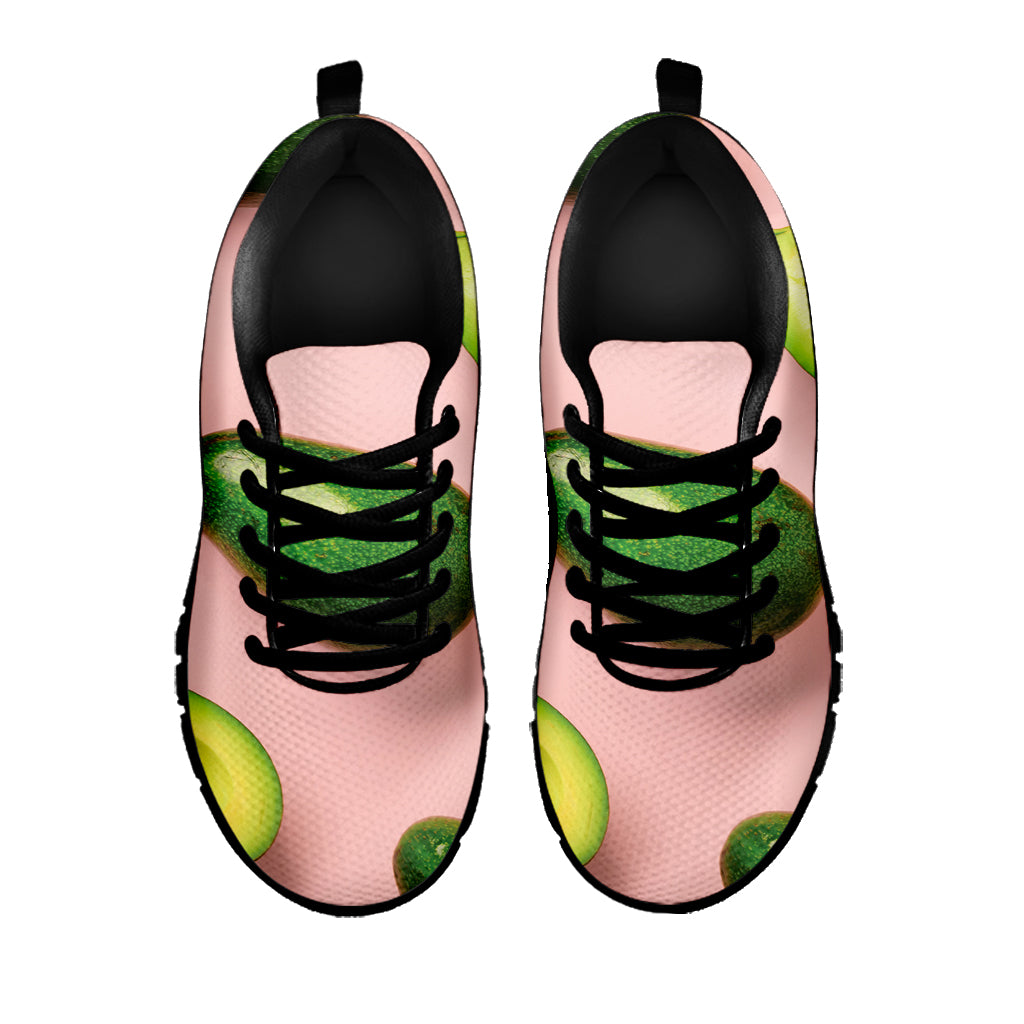 Avocado Cut In Half Pattern Print Black Sneakers