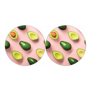 Avocado Cut In Half Pattern Print Car Coasters