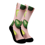 Avocado Cut In Half Pattern Print Crew Socks