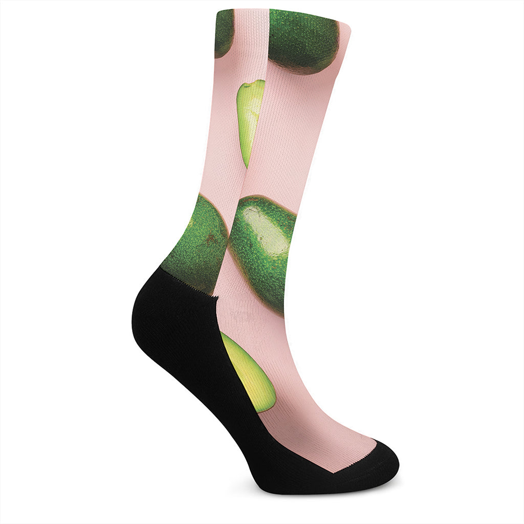 Avocado Cut In Half Pattern Print Crew Socks