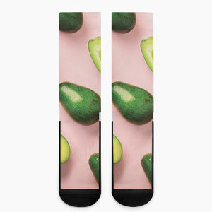 Avocado Cut In Half Pattern Print Crew Socks